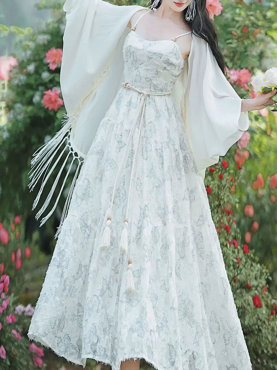 Butterfly Spaghetti Strap Maxi Dress