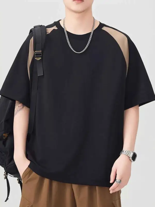 Contrast Round Neck Short Sleeve T-Shirt