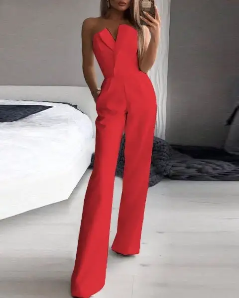 Soft V Neck Sleeveless Jumpsuit