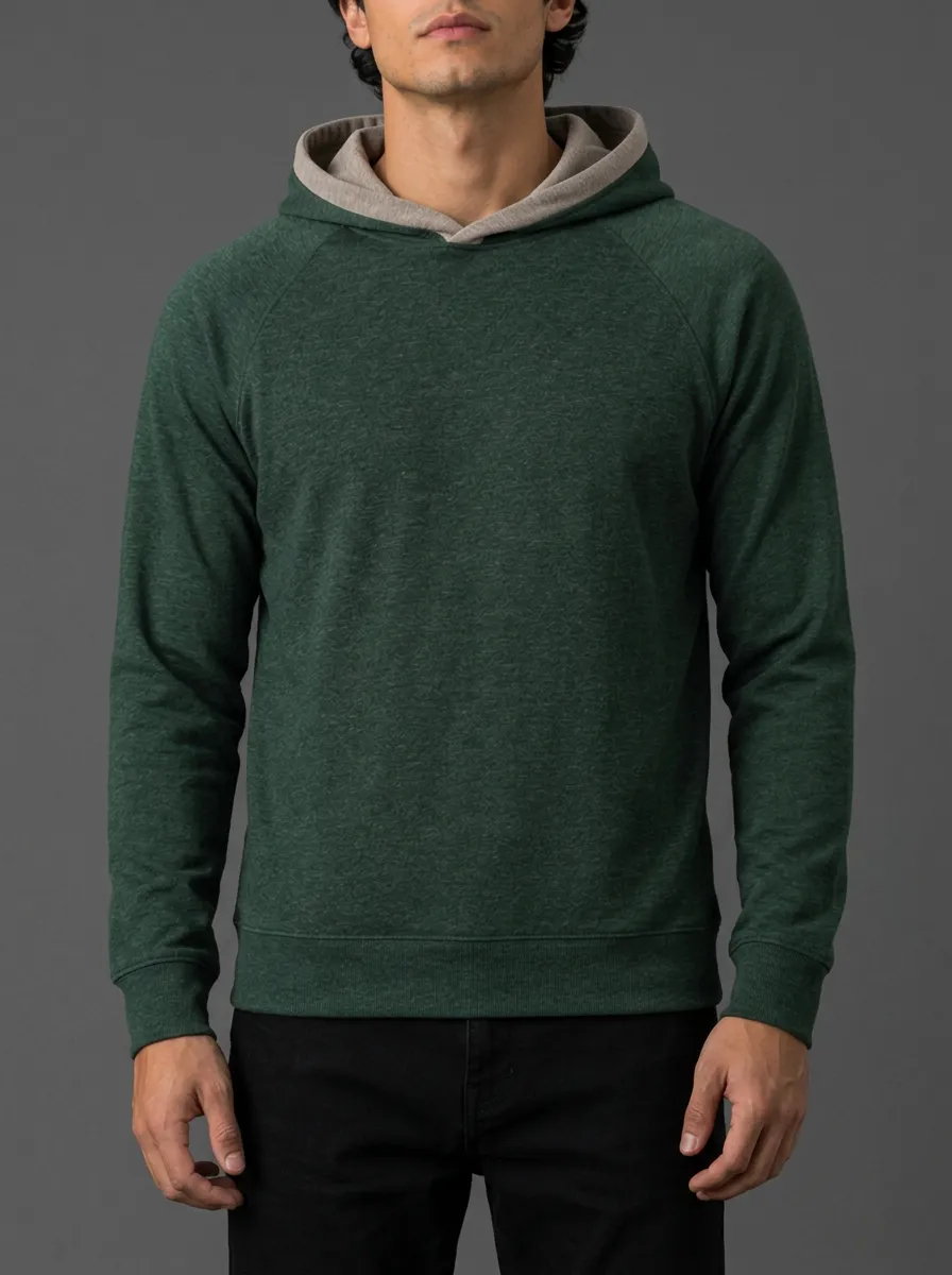 Men's Contrast Hood Graphic Raglan Pullover Hoodie