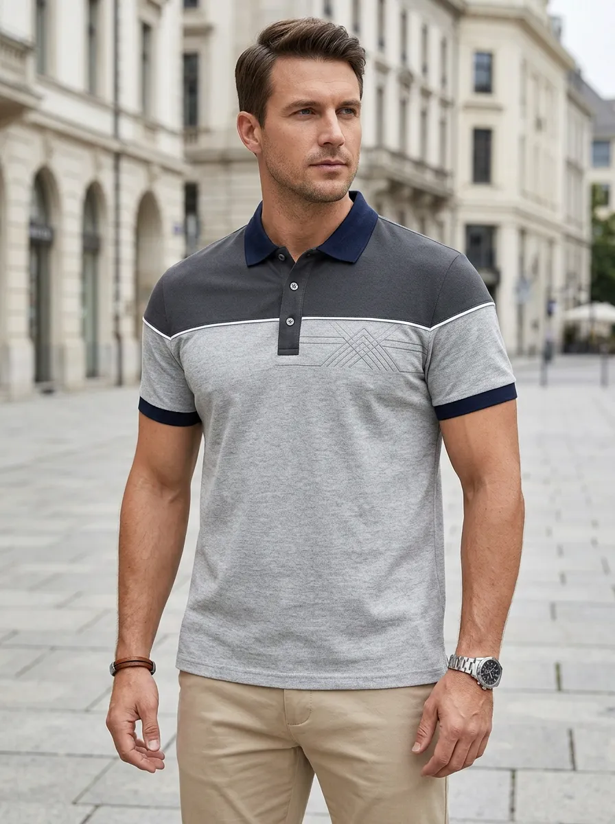 Men's Geometric Polo Shirt
