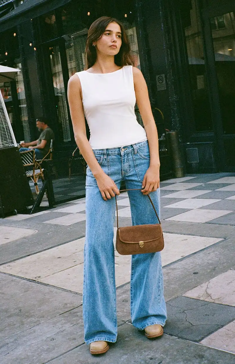 John Galt Light Indigo Low Rise Baggy Wide Leg Jeans
