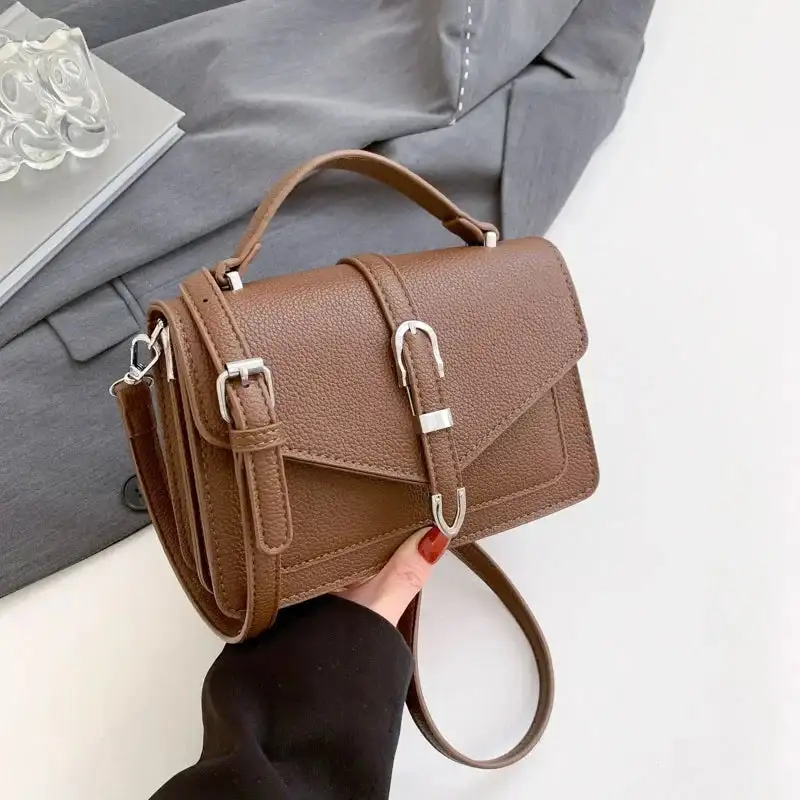 Classy Brown Pebbled Leather Satchel Bag