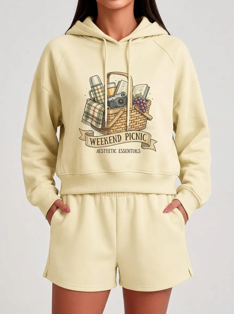 Women's Weekend Picnic Basket Camera Book Graphic Hoodie