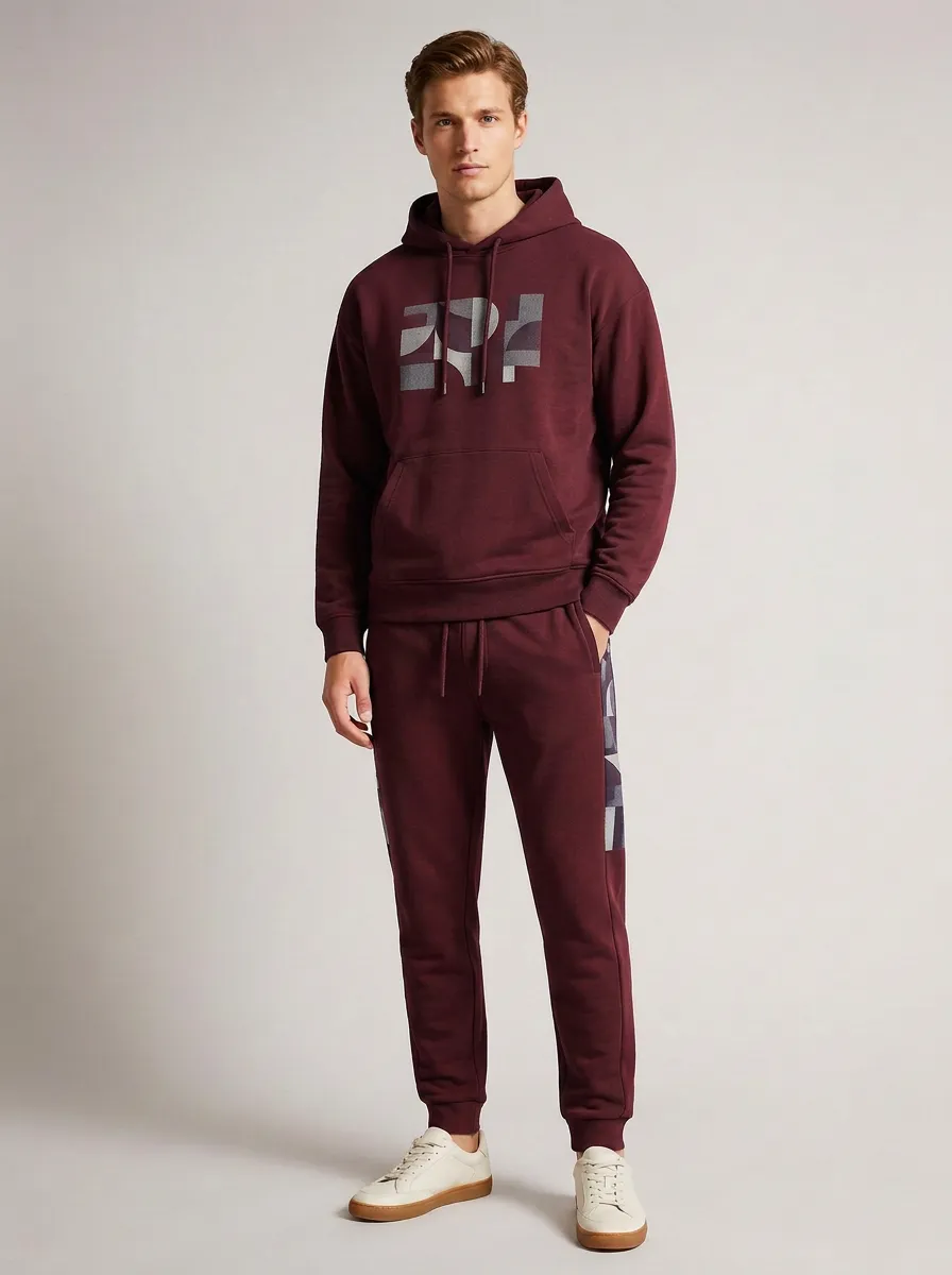 Men's Geometric Graphic Navy Printed Tracksuit Set