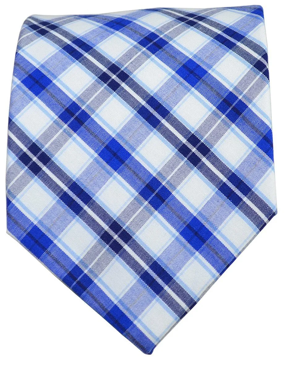 Polished Cotton Plaid Men's Necktie With Pocket Square