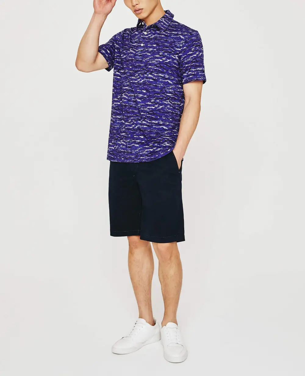 Men's Short Sleeve Self Collar Cotton Jersey Polo Shirt