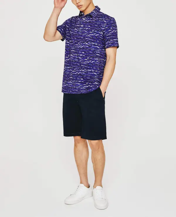 Men's Short Sleeve Self Collar Cotton Jersey Polo Shirt