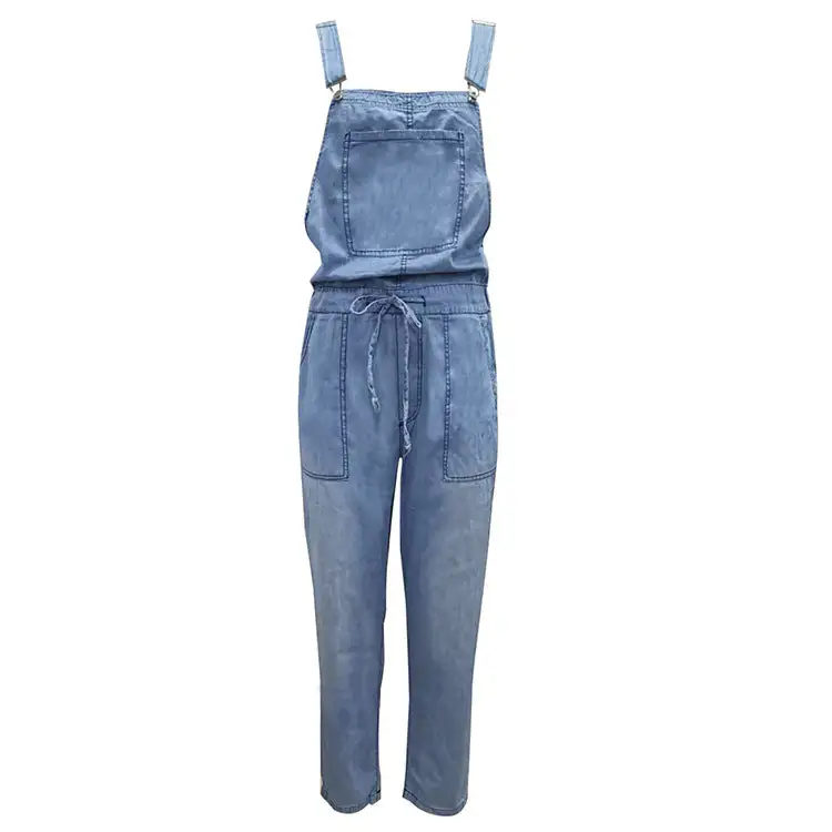 Denim Jumpsuit Loose Elastic Mid Waist Pants