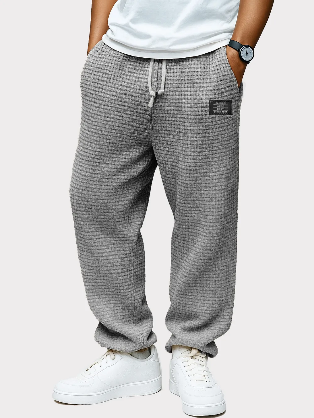 Clean Cut Textured Knit Drawstring Trousers