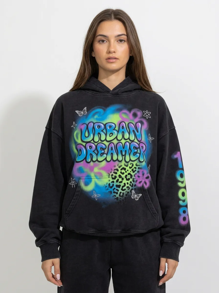Unisex Streetwear Leopard Airbrush Butterfly Hoodie