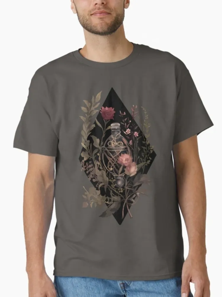 Women's Stylish Mystical Floral Print Crew Neck Short-Sleeve T-Shirt