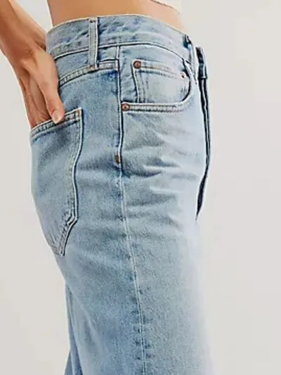 Pocketed Cuffed Denim Jeans