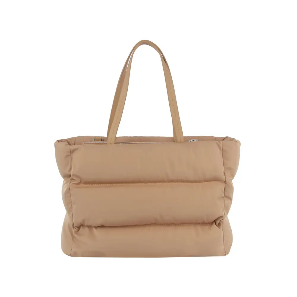 Relaxed Detail Quilted Pocketed Nylon Tote Bag