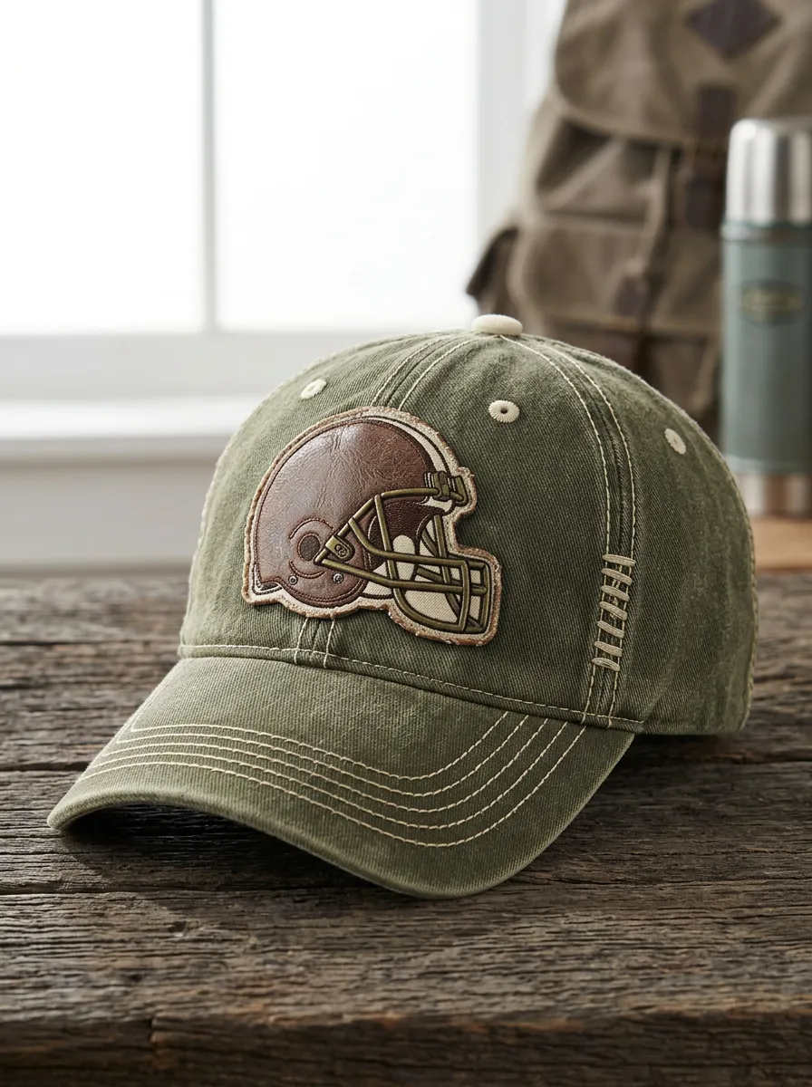Men's Football Fan Brown Helmet Embroidered Baseball Cap