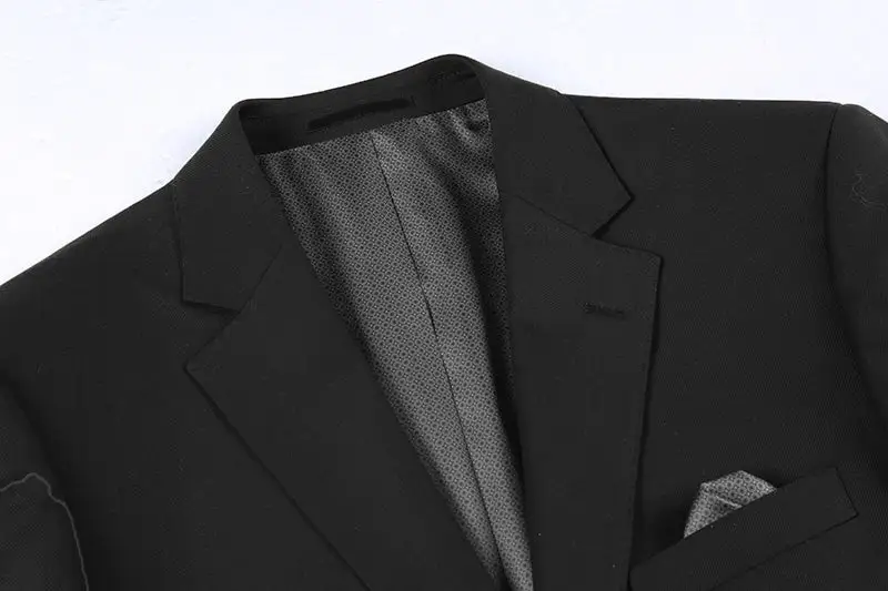 Black Regular Fit Wool Solid Single Breasted Notch Lapel Blazer