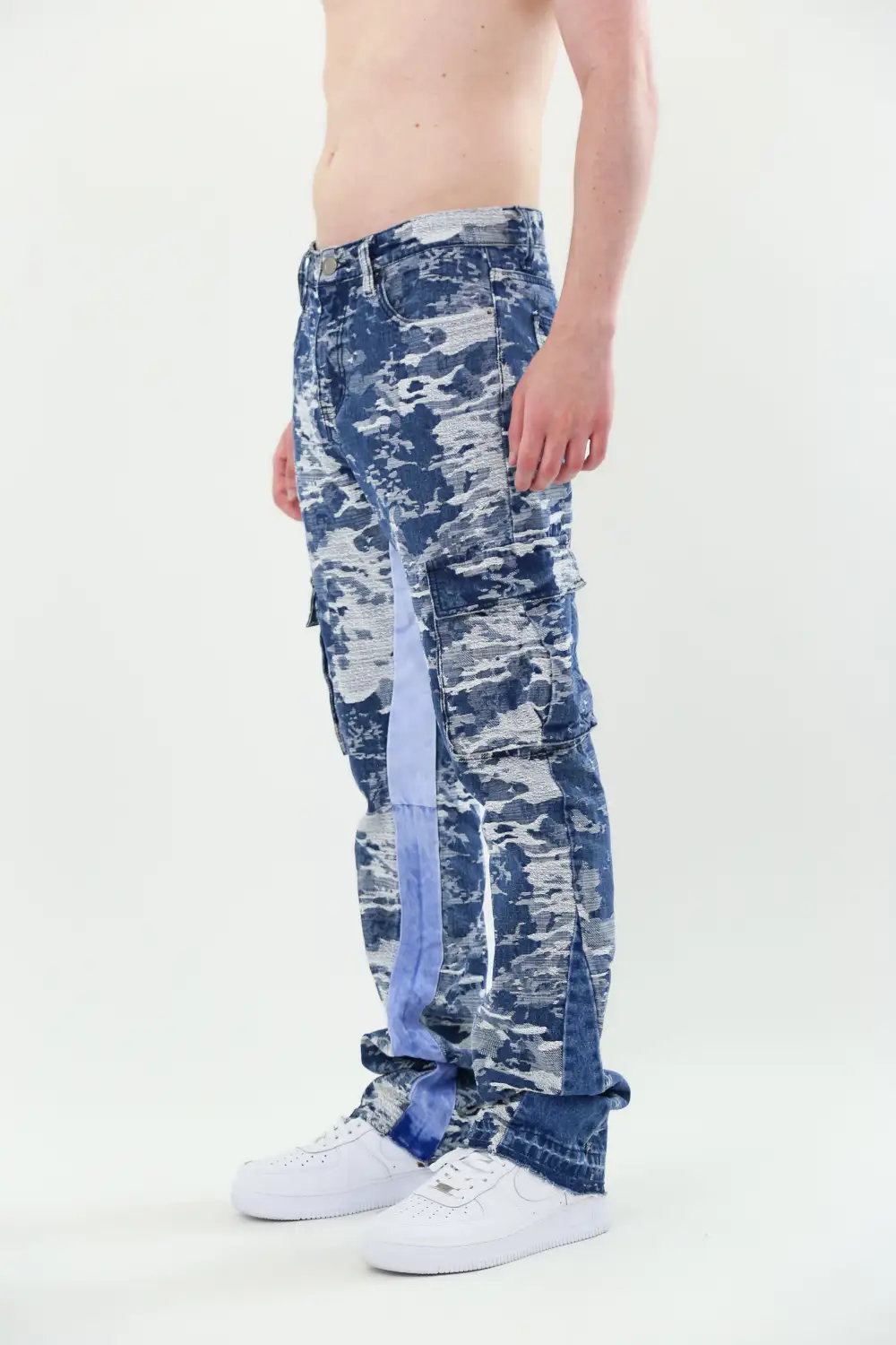 Jacquard Stacked Cargo Jeans