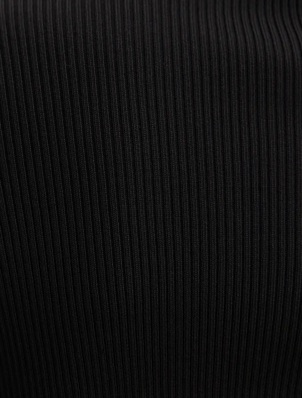 Black Ribbed Knit Long Sleeve Polo Top