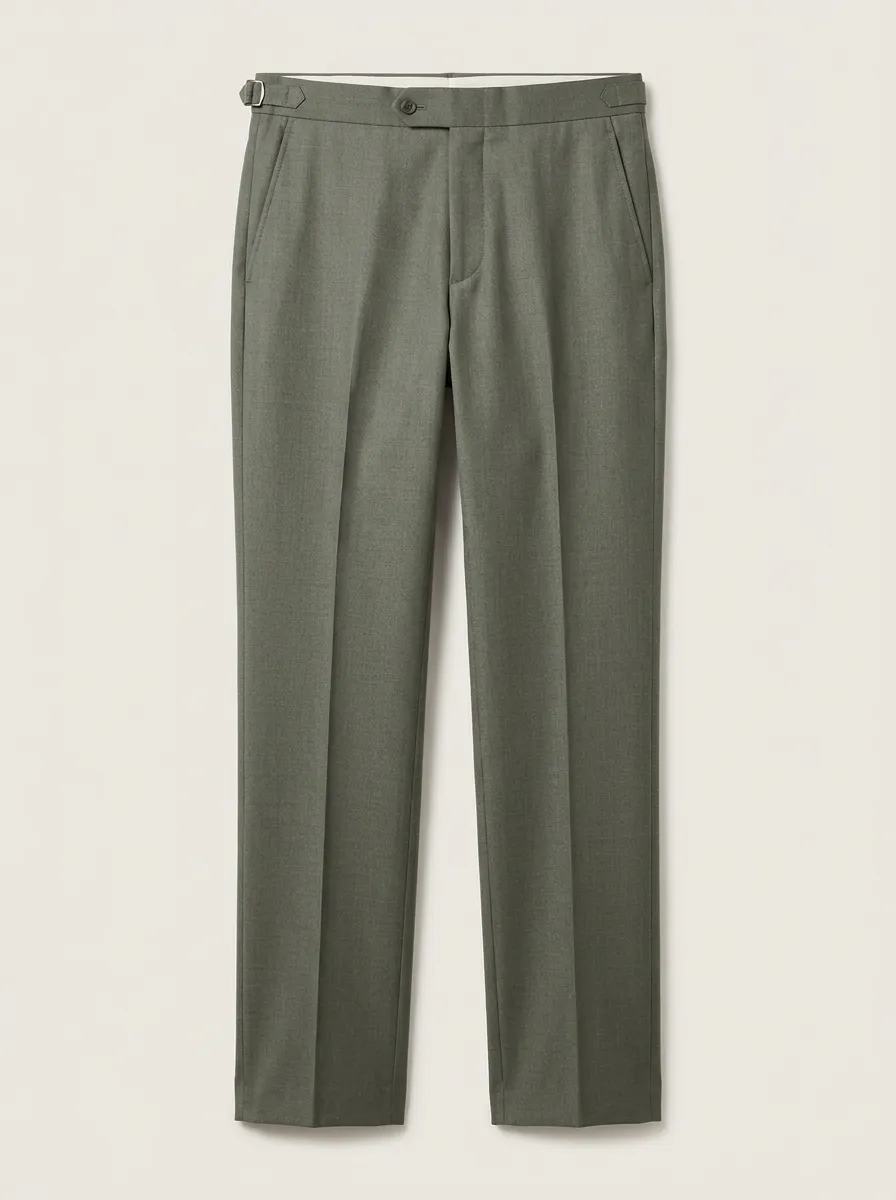 Men's Olive Green Side Adjuster Formal Tailored Trousers