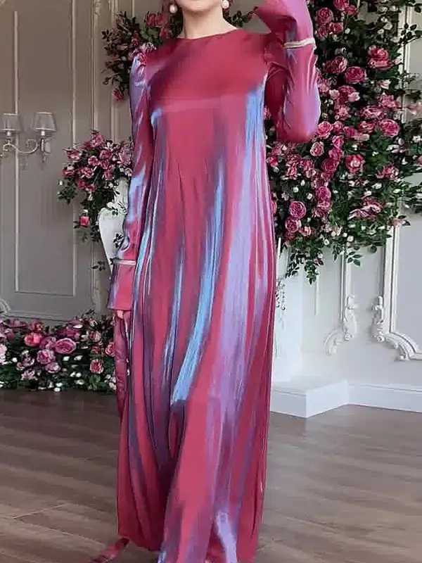 Tied Pleated Long Neck Maxi Dress