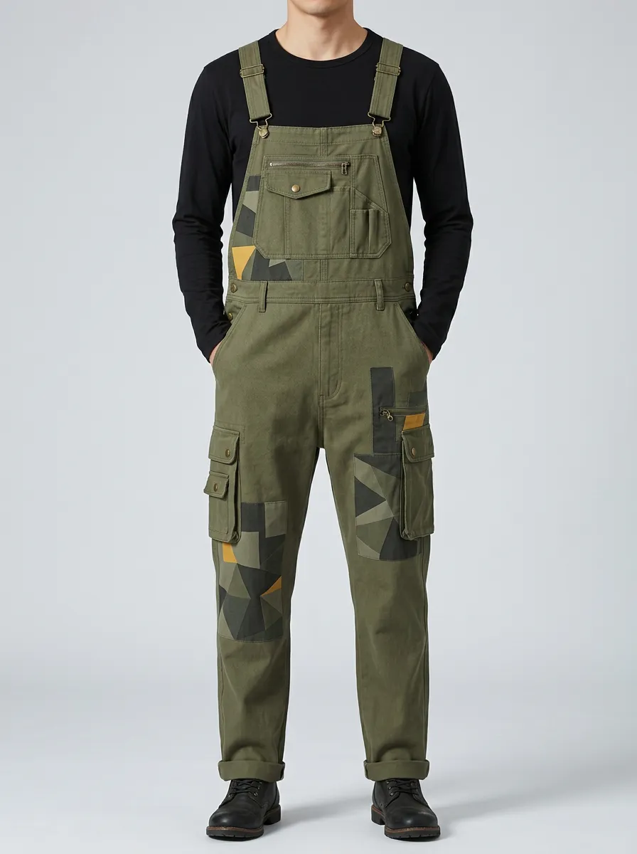 Patchwork Cargo Overalls