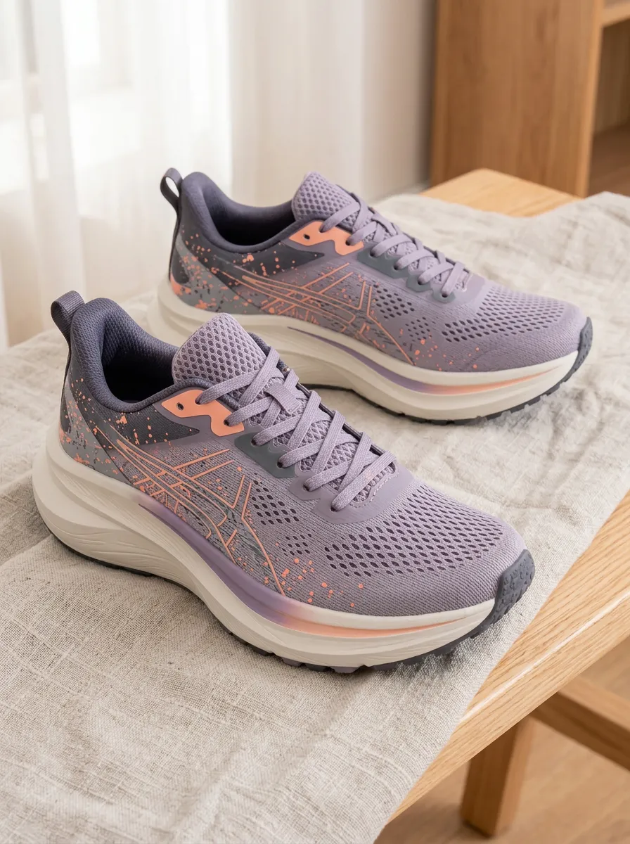 Women's Purple Peach Splatter Printed Running Shoes