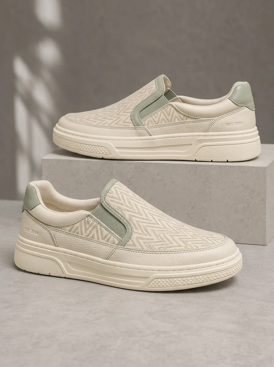 Men's Urban Casual Geometric Pattern Printed Slip-on Shoes