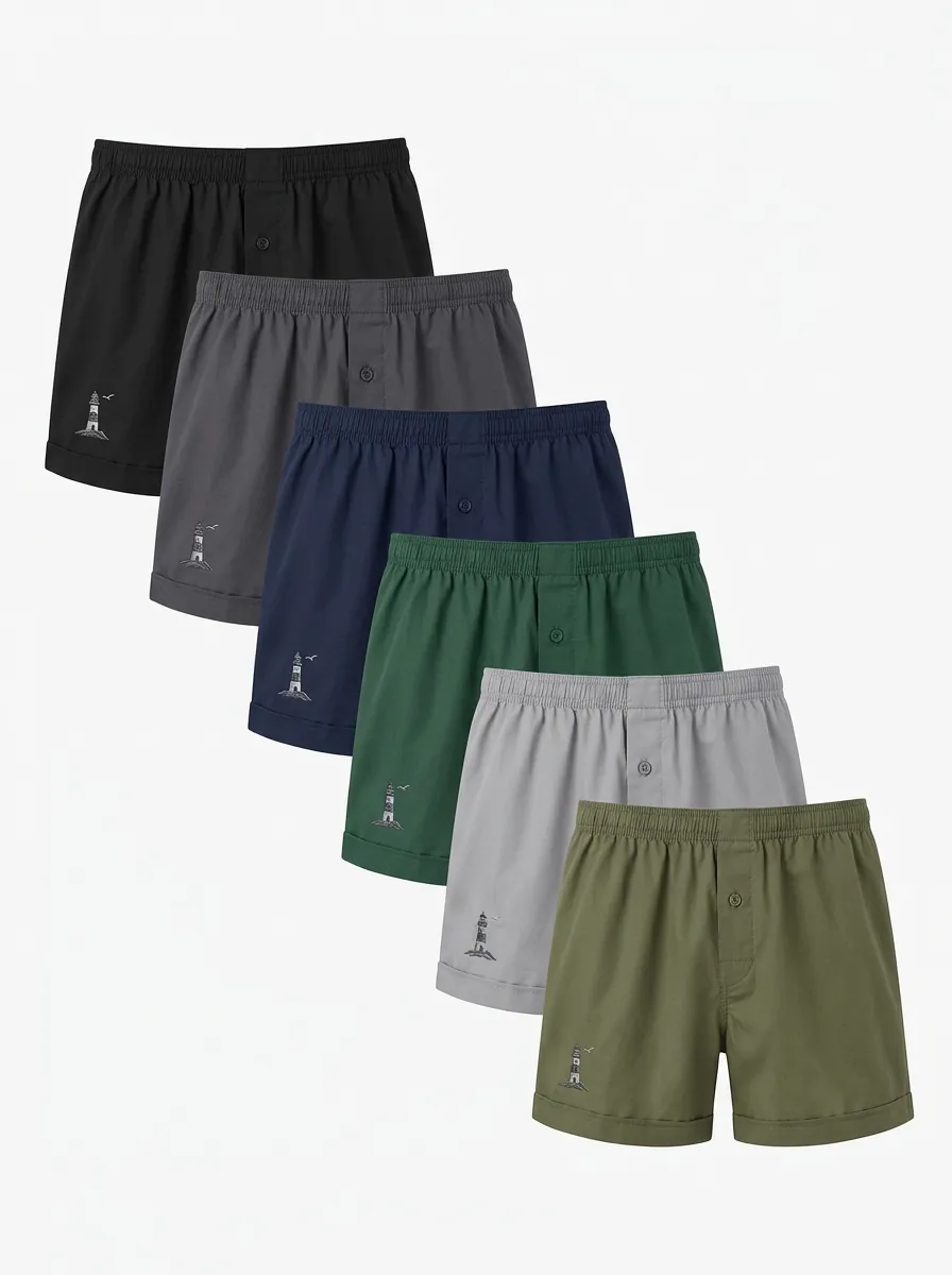 Men's Lighthouse Embroidered Boxer Short Set