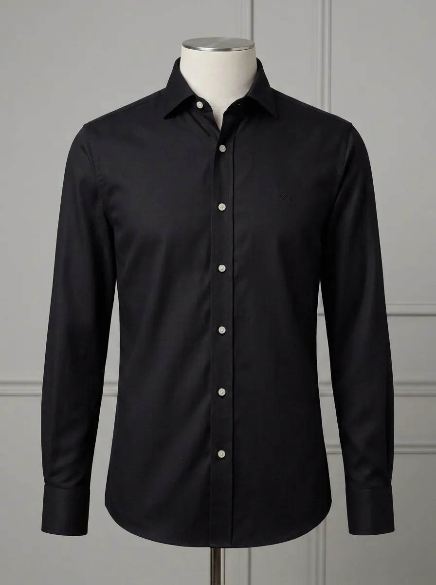 Men's Non-Iron Cotton Light Blue Embroidered Logo Dress Shirt