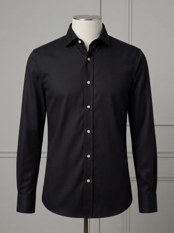 Men's Non-Iron Cotton Light Blue Embroidered Logo Dress Shirt