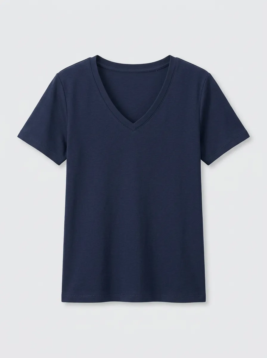 Women's Set-In-Sleeve Regular-Fit V-Neck T-Shirt