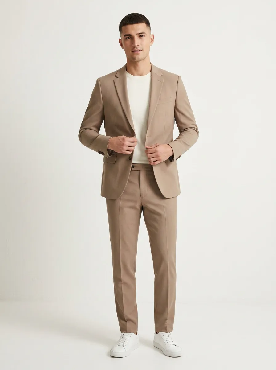 Notch-Lapel Two-Button Single-Breasted Pressed-Crease Men's Two-Piece Suit Set