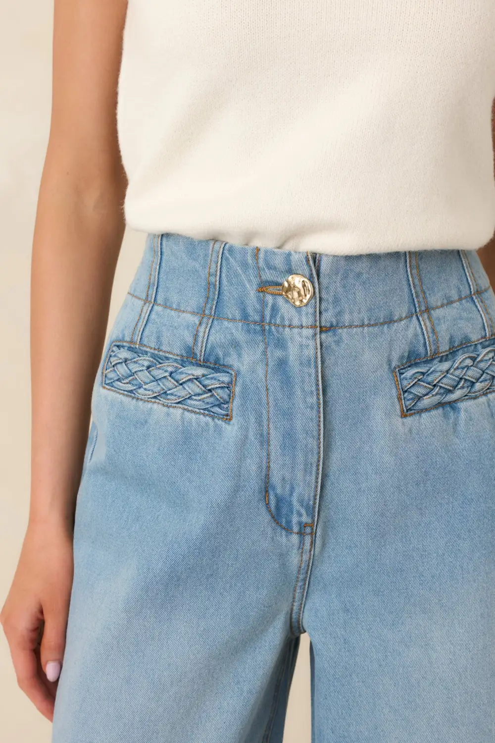 Phoebe Light Wash Straight Leg Cotton Denim Jeans