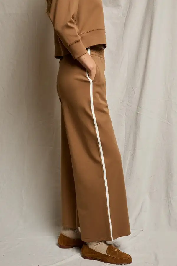 Camel Brown Wide Leg Knit Pants