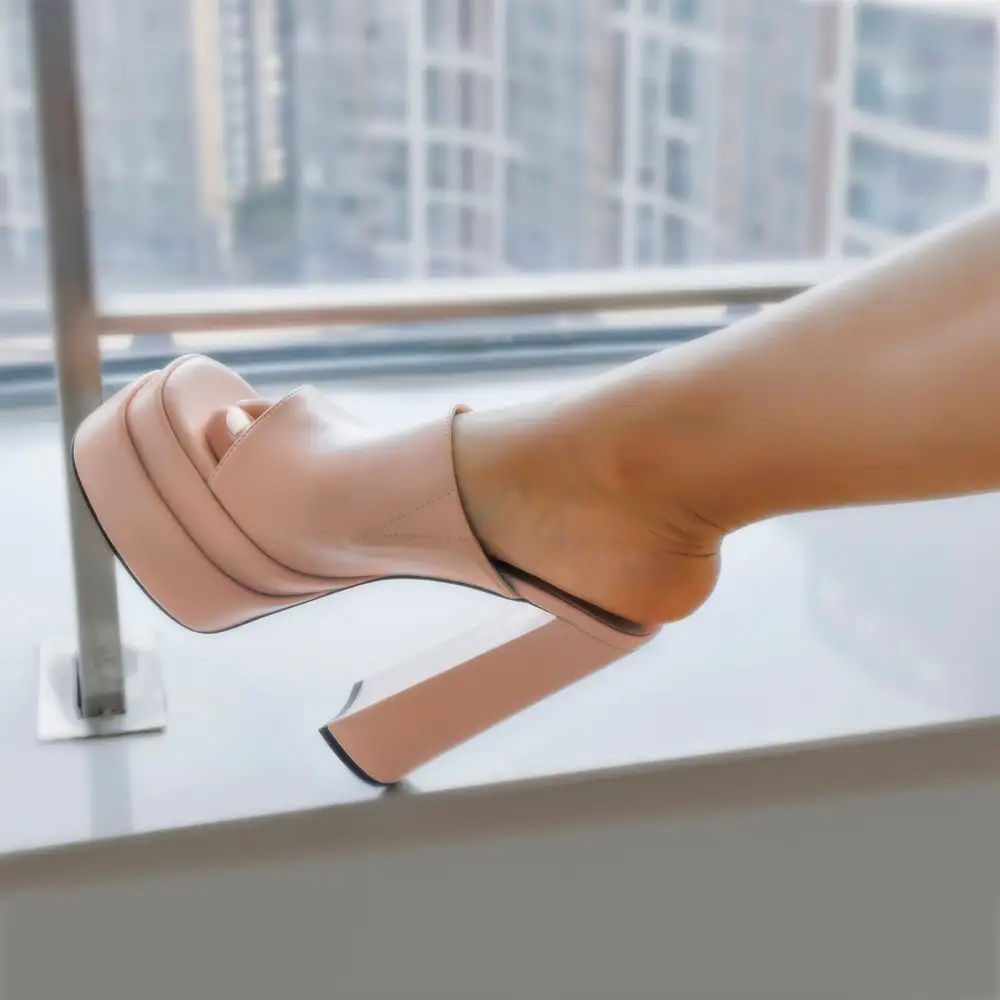 Platform Chunky High Heel Mule Sandals
