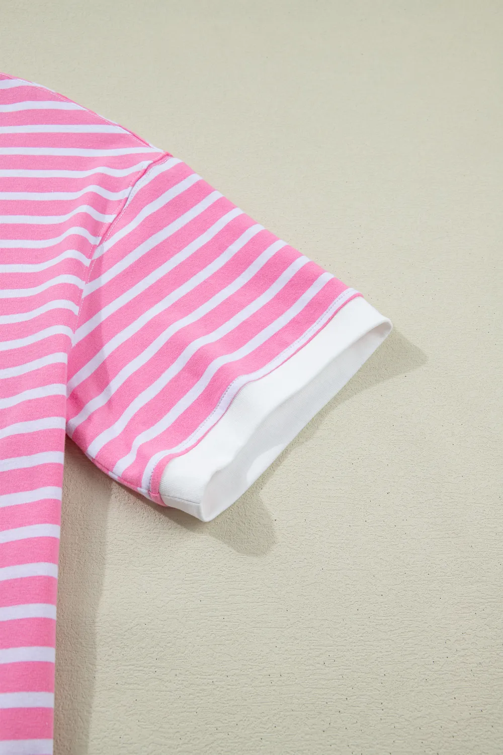 Pink Stripe Round Neck Drop Top