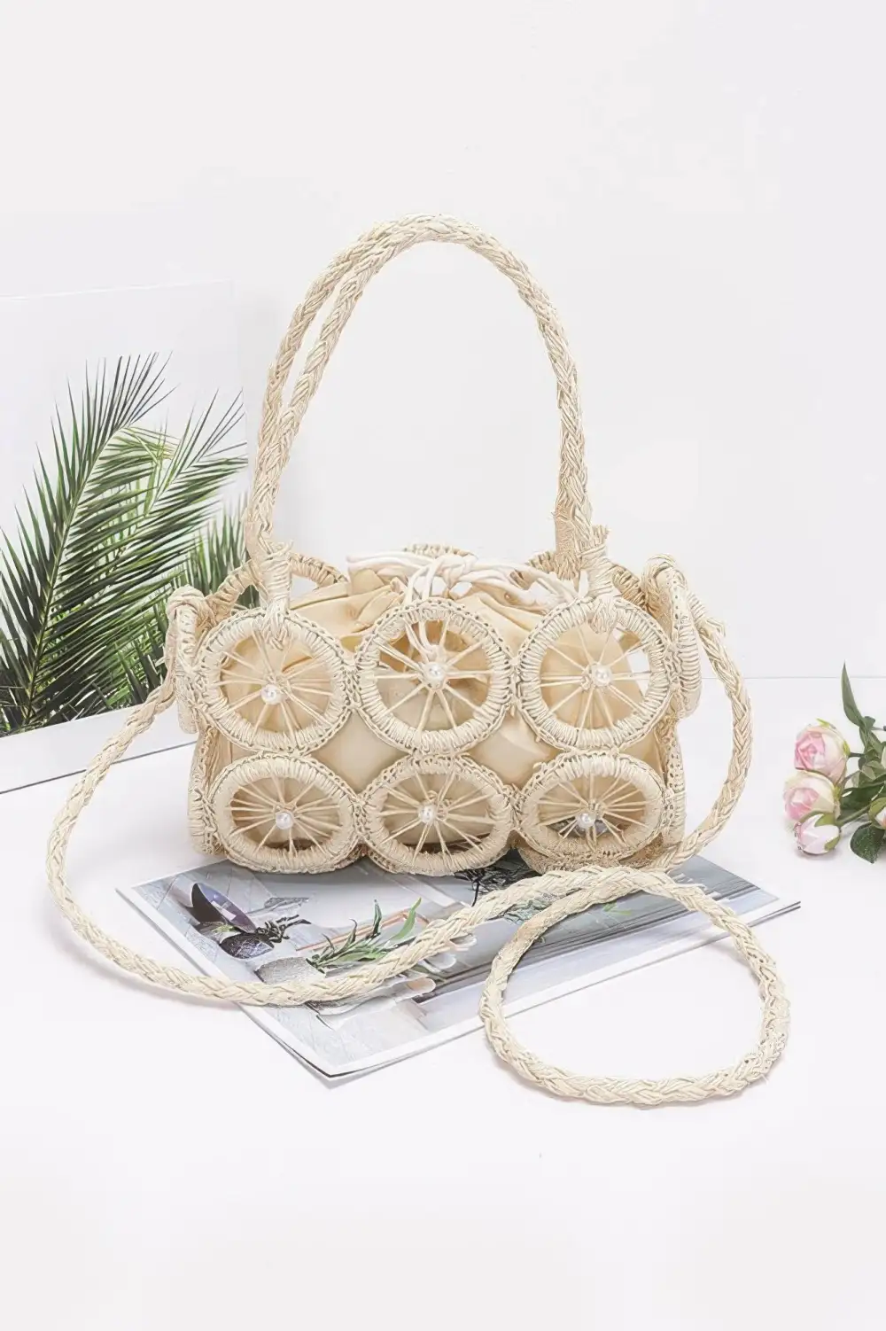 Faux Straw Multi Round Handmade Crossbody Bag