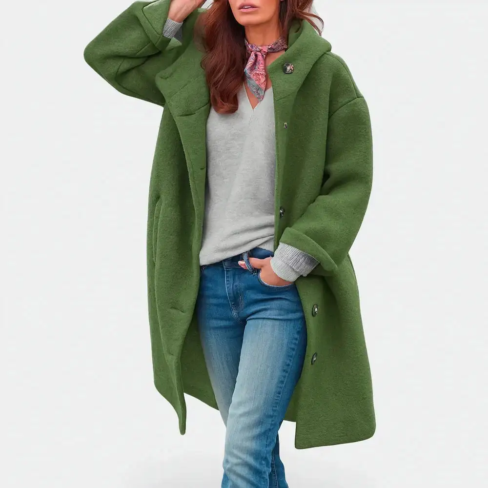 Hooded Wool Blend Longline Coat