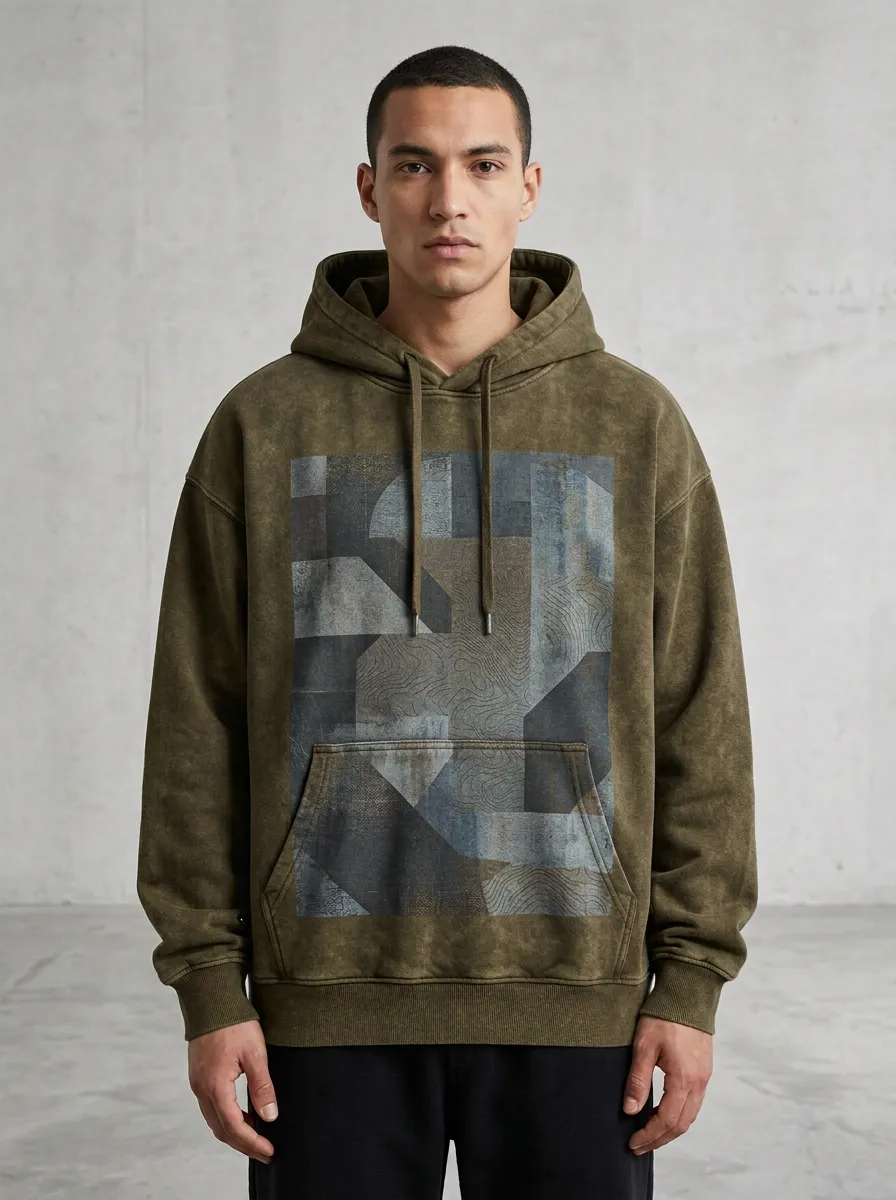 Topographic Geometric Abstract Men's Graphic Hoodie