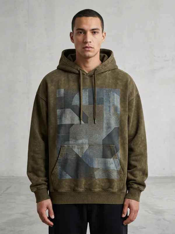 Topographic Geometric Abstract Men's Graphic Hoodie