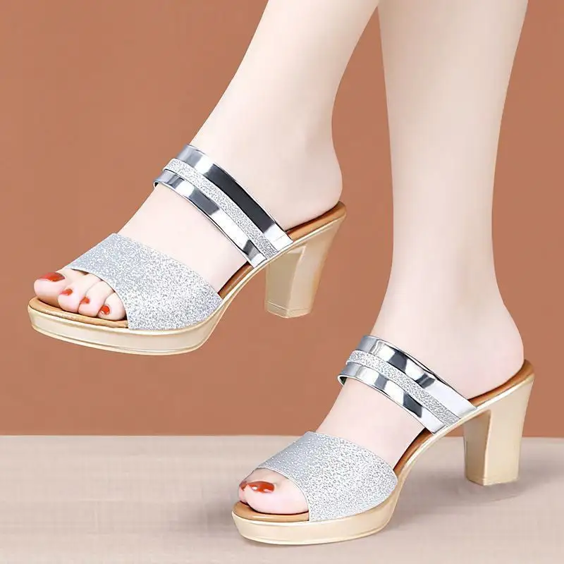Open Toe Thick Sole Slide Sandals