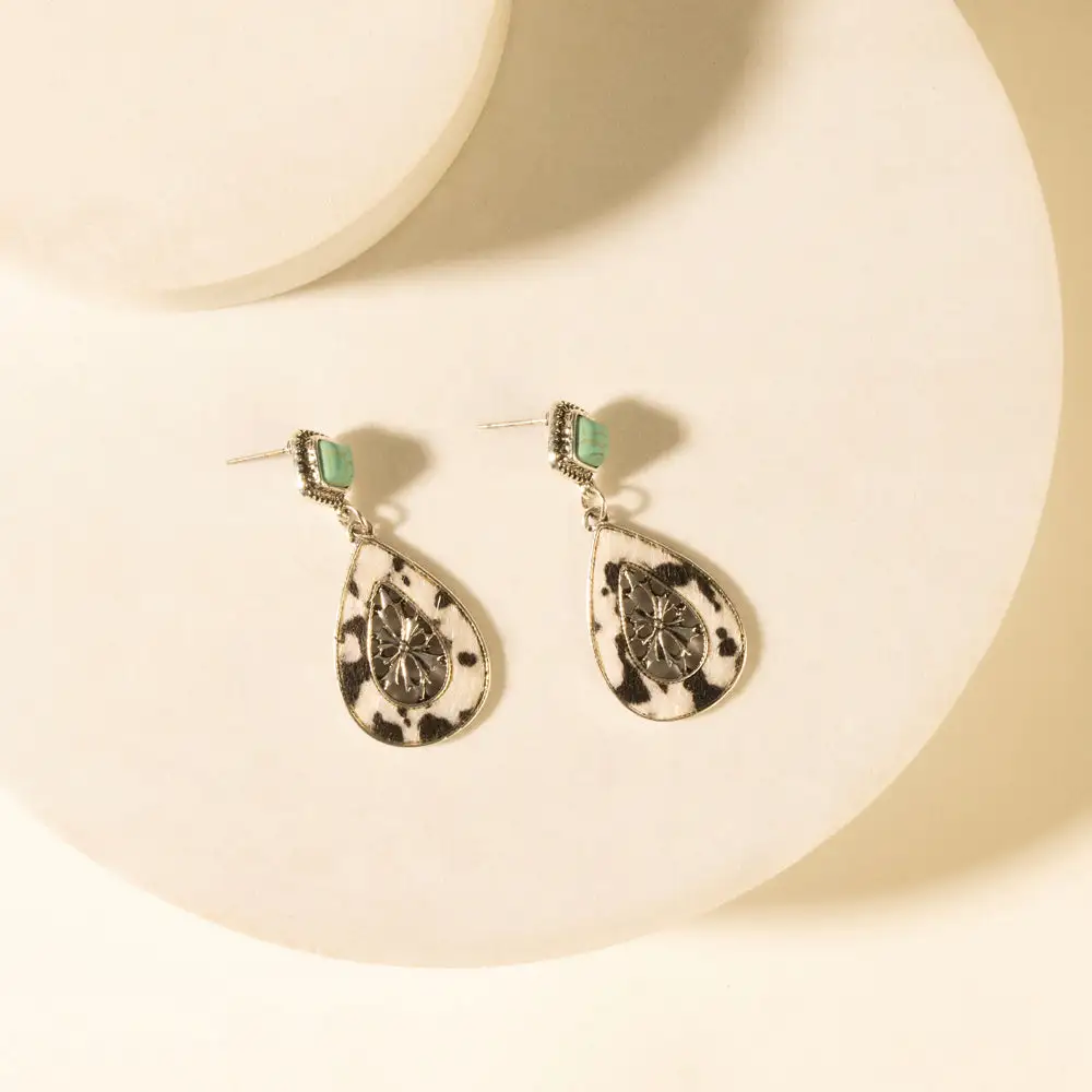 Polished Graphic Artful Stone Accent Earrings