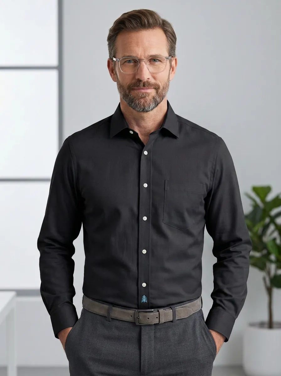 Men's Non-Iron Cotton Light Blue Solid Button-Down Shirt