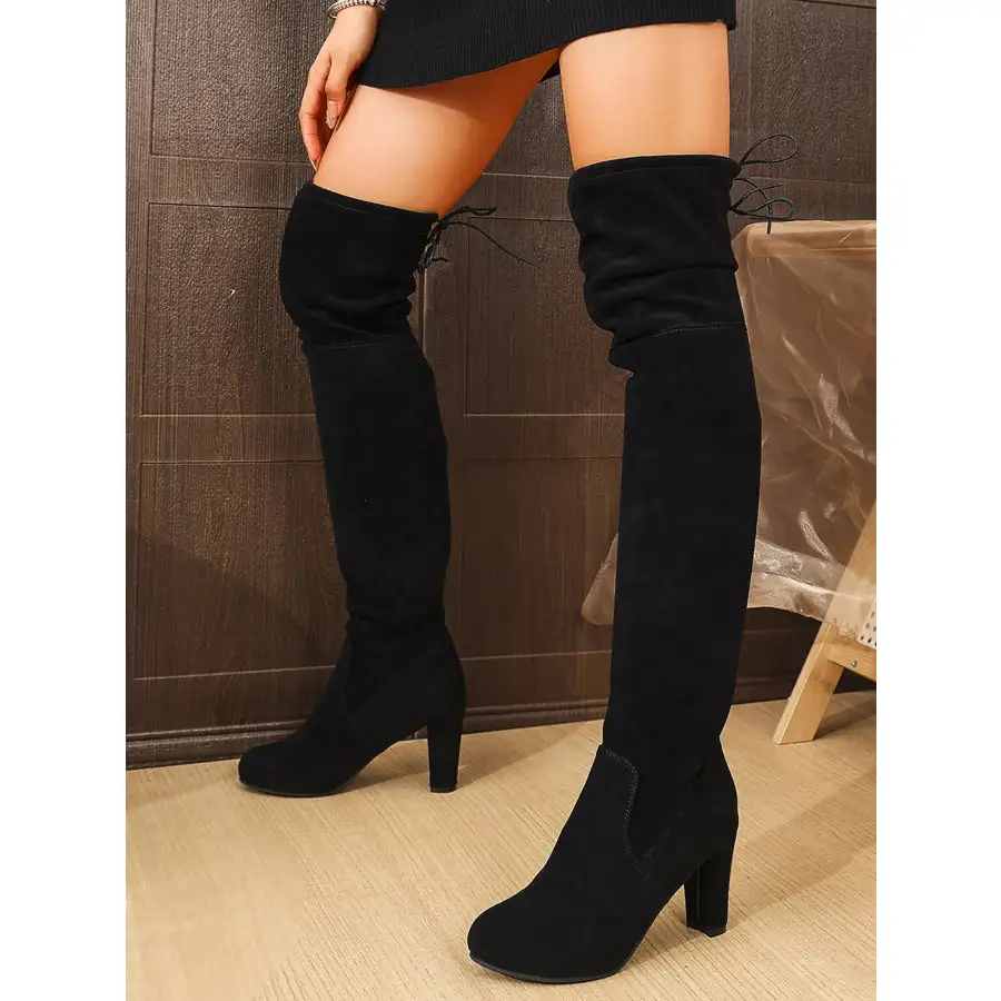 Suede Over the Knee High Heel Boots