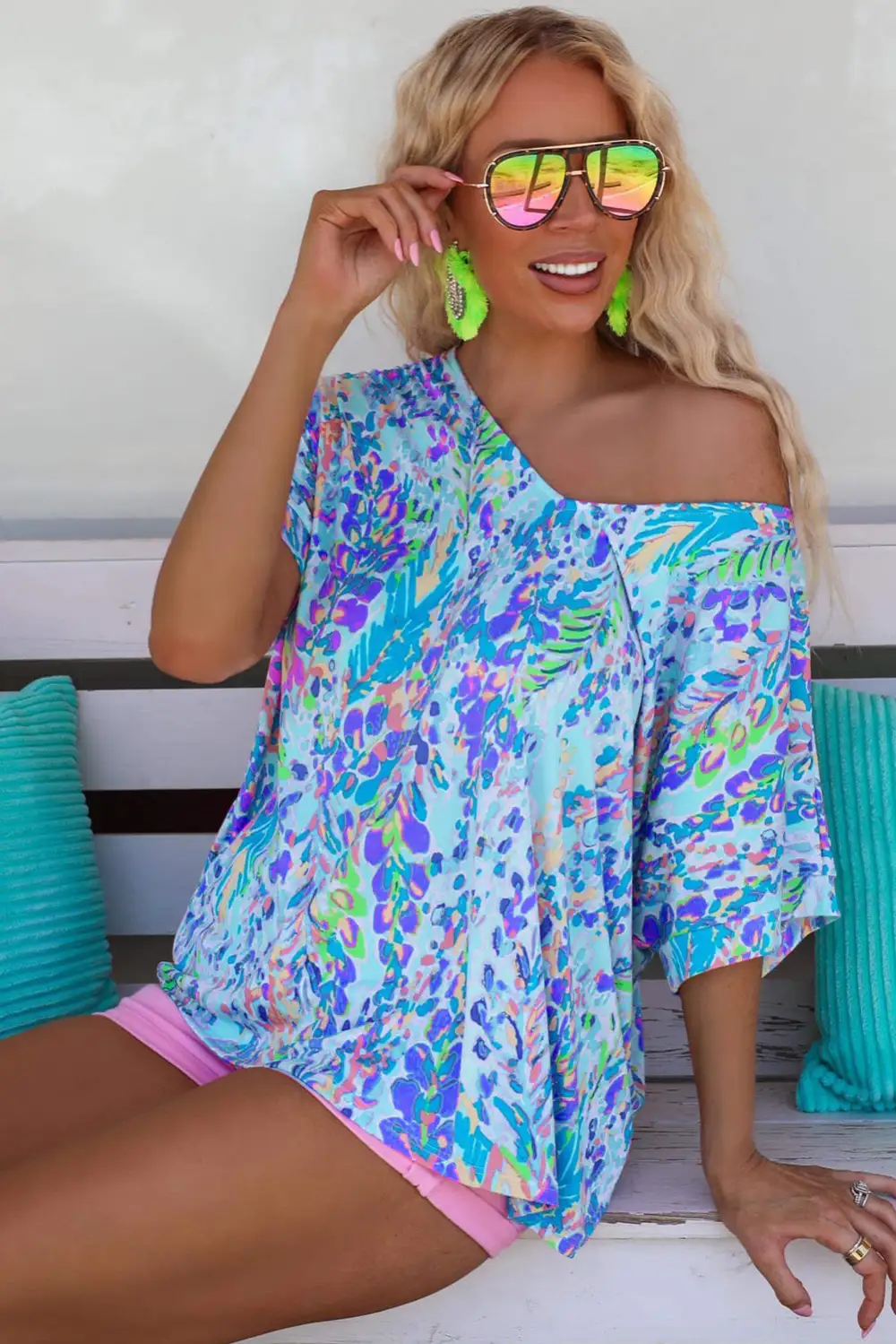Sky Blue Loose Painted Floral