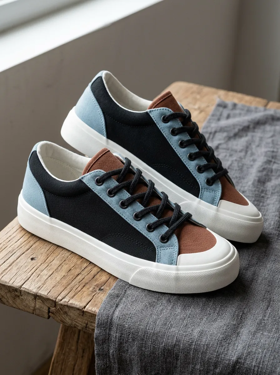 Men's Colorblock Casual Brown Black Blue Canvas Shoes