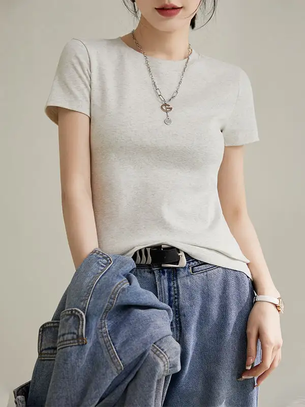 Short Sleeve Slim Fit Round Neck T-Shirt