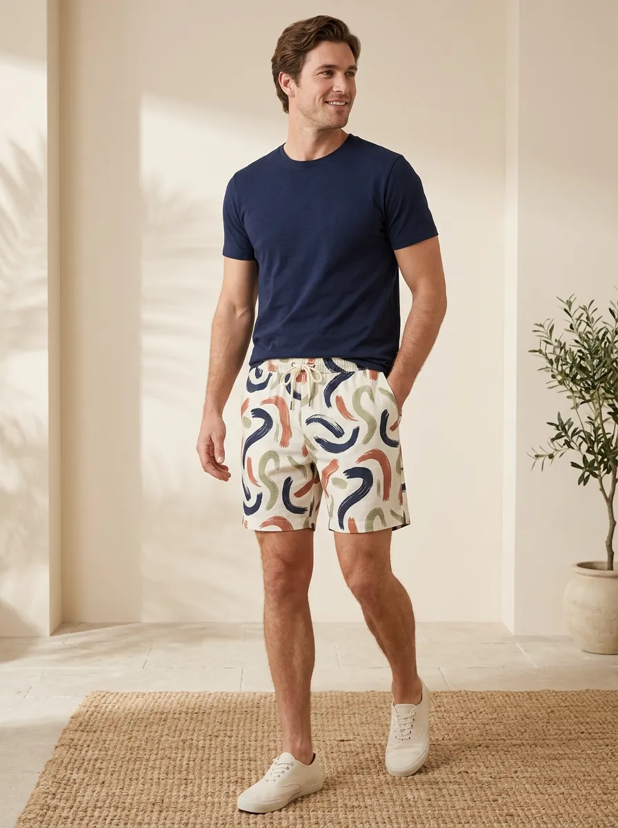 Men's Brushstroke Abstract Pattern Shorts