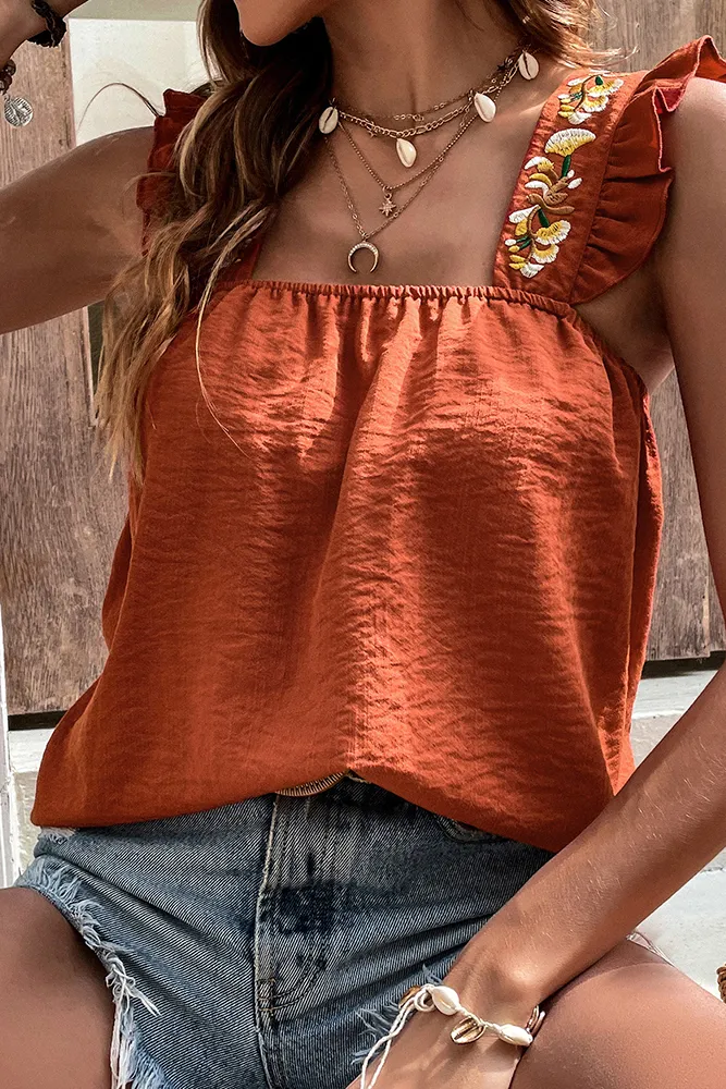 Brown Sleeveless Chiffon Unishe Wholesale Top