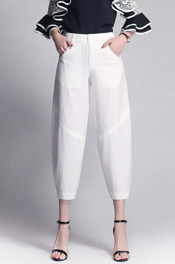 Classic Linen Wide Leg Pocketed Trousers
